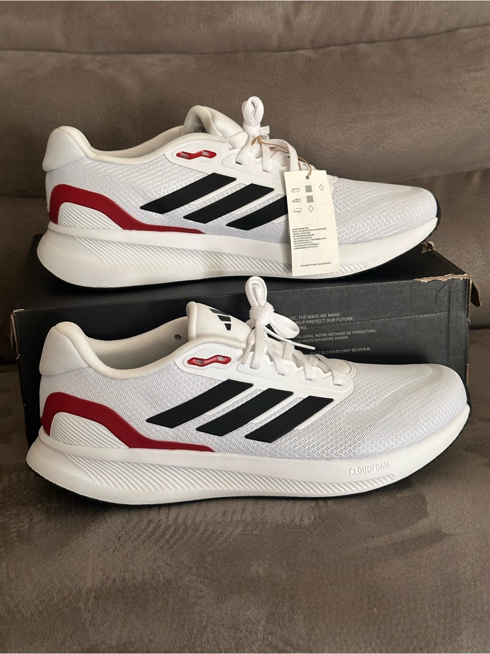 Adidas Runfalcon 5 Cloudform Running Shoes White Mens Size 13 New (IE8818)